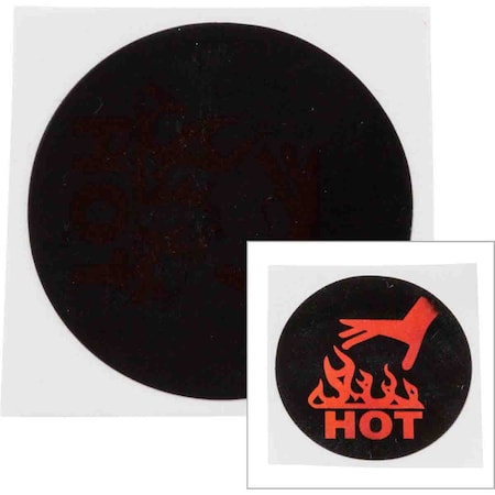 Brady Hot Temperature Indicating Label, 1.46in Dia, Black/Red, 10PK TIL-12-50C-DIA